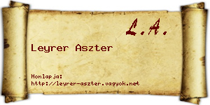 Leyrer Aszter névjegykártya